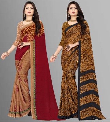 kashvi sarees Animal Print Daily Wear Georgette Saree(Pack of 2, Multicolor)