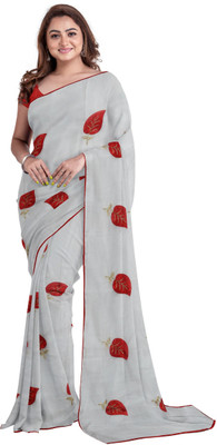 BOLSENA FAB Embroidered Bollywood Chanderi Saree(Grey)