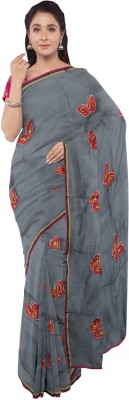 DHRUV CREATION Embroidered Chanderi Chanderi Saree(Grey)