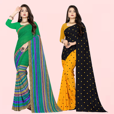 Anand Sarees Polka Print Daily Wear Georgette Saree(Pack of 2, Multicolor)