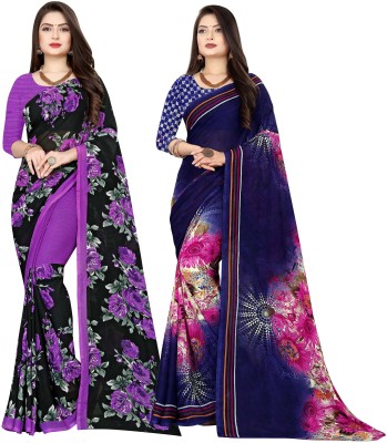 kashvi sarees Printed Daily Wear Georgette Saree(Pack of 2, Multicolor)