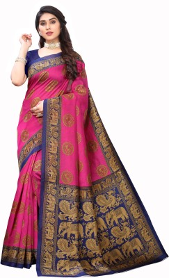 Fabwomen Self Design Mysore Art Silk Saree(Pink)