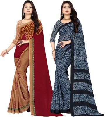 kashvi sarees Printed Daily Wear Georgette Saree(Pack of 2, Multicolor)