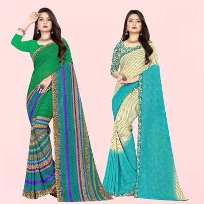 Anand Sarees Printed Daily Wear Georgette Saree(Pack of 2, Multicolor)