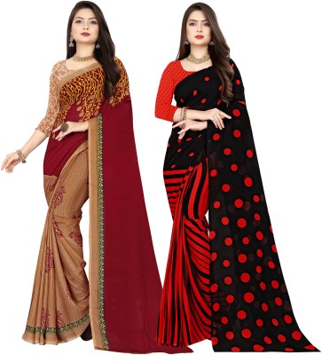 Anand Sarees Printed Daily Wear Georgette Saree(Pack of 2, Multicolor)