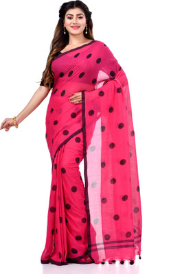 TANTLOOM Self Design Handloom Pure Cotton Saree(Red, Black)