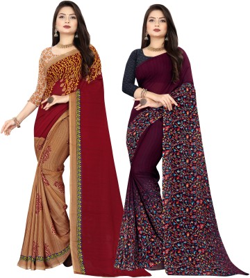 kashvi sarees Printed Daily Wear Georgette Saree(Pack of 2, Multicolor)