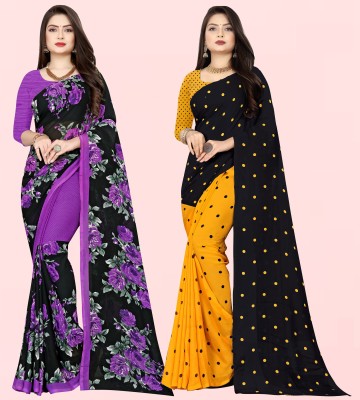 kashvi sarees Polka Print Daily Wear Georgette Saree(Pack of 2, Multicolor)