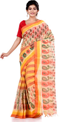 TANTLOOM Self Design Handloom Handloom Pure Cotton Saree(Cream)