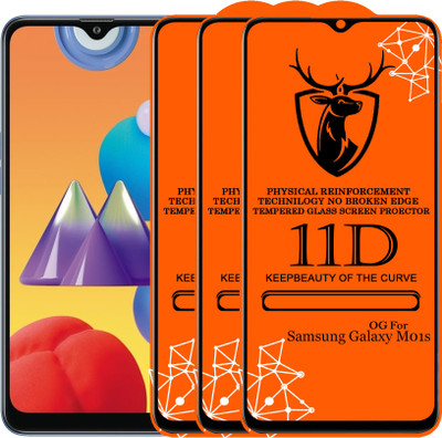 Express Buy Edge To Edge Tempered Glass for 11D Glass - Samsung M01s(Pack of 3)