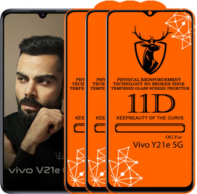 Express Buy Edge To Edge Tempered Glass for 11D Glass - Vivo V21e 5G(Pack of 3)