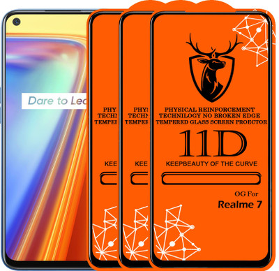 Pluto Edge To Edge Tempered Glass for 11D Glass - Realme 7 (Pack Of 2)(Pack of 2)