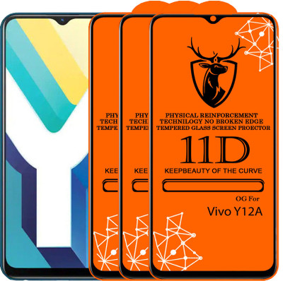 11D Edge To Edge Tempered Glass for 11D Glass - Vivo Y12A (Pack Of 2)(Pack of 2)