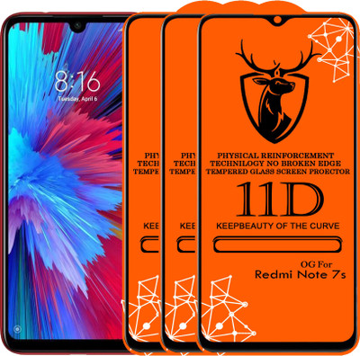 11D Edge To Edge Tempered Glass for 11D Glass - Redmi NOTE 7s (Pack Of 2)(Pack of 2)