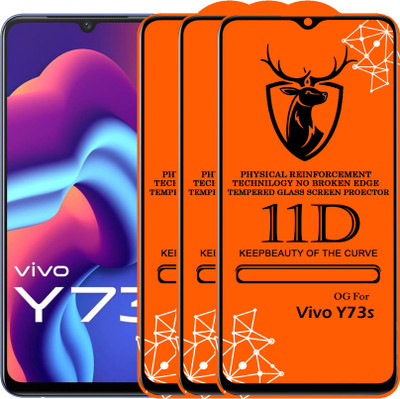Express Buy Edge To Edge Tempered Glass for 11D Glass - Vivo Y73 2021(Pack of 3)