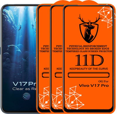 11D Edge To Edge Tempered Glass for 11D Glass - Vivo V17 Pro(Pack of 3)