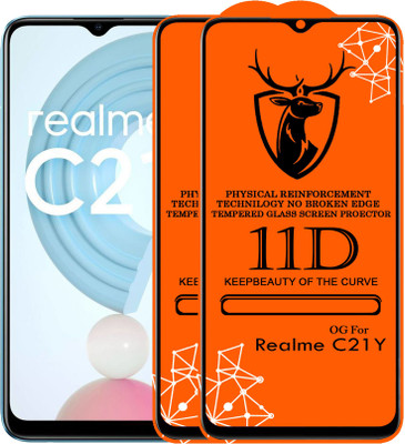 Express Buy Edge To Edge Tempered Glass for 11D Glass - Realme C21Y(Pack of 2)