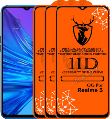 11D Edge To Edge Tempered Glass for 11D Glass - Realme 5 (Pack Of 2)(Pack of 2)