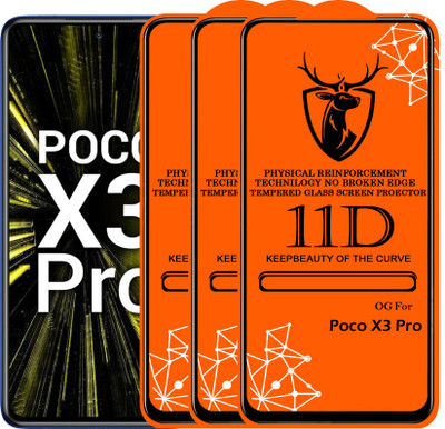 Express Buy Edge To Edge Tempered Glass for 11D Glass - Redmi POCO X3 PRO(Pack of 3)