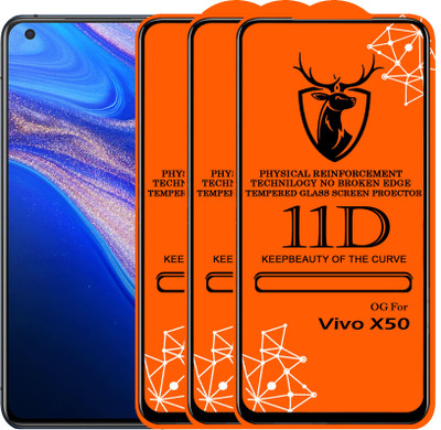 Express Buy Edge To Edge Tempered Glass for 11D Glass - Vivo X50(Pack of 3)