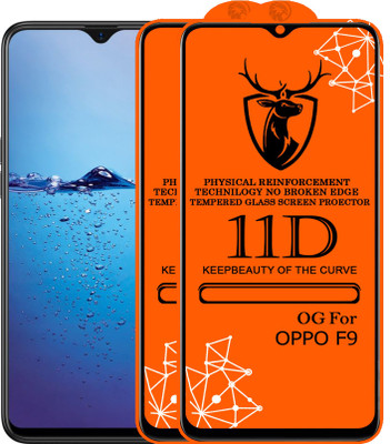 11D Edge To Edge Tempered Glass for 11D Glass - oppo F9 (Pack Of 2)(Pack of 2)