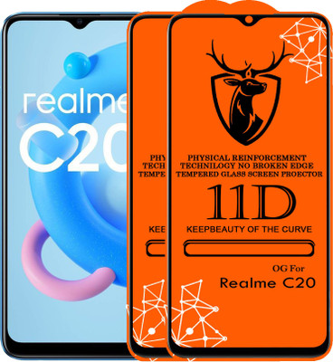 SBSPROTECTION Edge To Edge Tempered Glass for 11D Glass - Realme C20(Pack of 2)