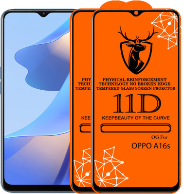 11D Edge To Edge Tempered Glass for oppo A16s (Pack Of 2)(Pack of 2)
