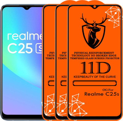Pluto Edge To Edge Tempered Glass for 11D Glass - Realme C25s (Pack Of 2)(Pack of 2)