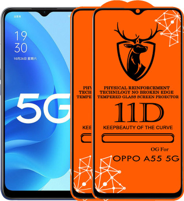 Express Buy Edge To Edge Tempered Glass for 11D Glass - oppo A55 5G(Pack of 2)