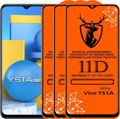 11D Edge To Edge Tempered Glass for 11D Glass - Vivo Y51A (Pack Of 2)(Pack of 2)