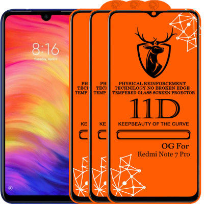 Express Buy Edge To Edge Tempered Glass for 11D Glass - Redmi NOTE 7PRO(Pack of 3)