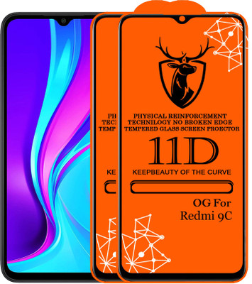 Pluto Edge To Edge Tempered Glass for 11D Glass - Redmi 9C (Pack Of 2)(Pack of 2)