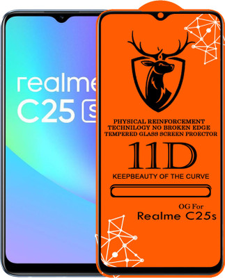 Pluto Edge To Edge Tempered Glass for 11D Glass - Realme C25s (Pack Of 2)(Pack of 2)