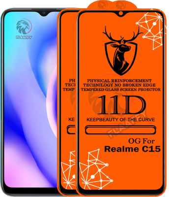 Express Buy Edge To Edge Tempered Glass for 11D Glass - Realme C15(Pack of 2)