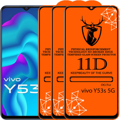 11D Edge To Edge Tempered Glass for 11D Glass - Vivo Y53s 5g (Pack Of 2)(Pack of 2)
