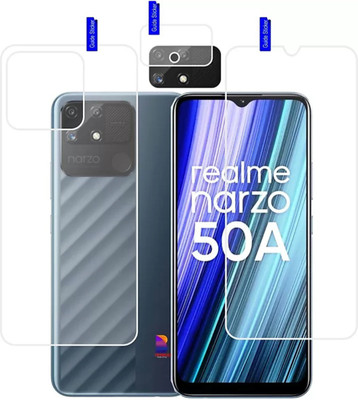 D Plus Front and Back Screen Guard for Realme Narzo 50a ( COMBO OFFER = Front + Back + Camera Lens Screen Protector )(Pack of 3)