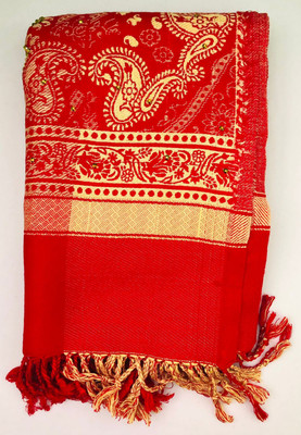 Kashmiri queen Wool Self Design Men, Women Shawl(Red)