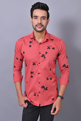 TitleNine Men Printed Party Red Shirt