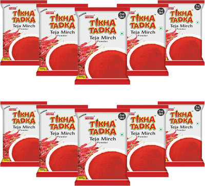 Pushp Brand Tikha Tadka Chilli / Mirch Powder Extra Spicy for Sabzi,Dal Fry,Everyday Cooking(10 x 0.5 kg)