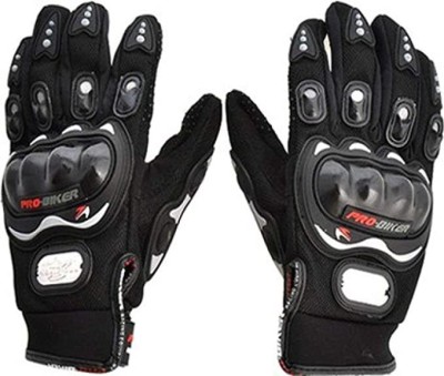 ADONYX Black Probiker Full Racing, Riding, Motorcycle Riding Gloves(Black)