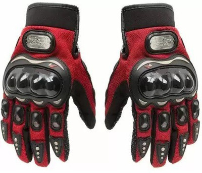 WHEETOYKART Heavy Duty Racing Riding Leather Motorcycle Gloves Riding Gloves Riding Gloves(Red)