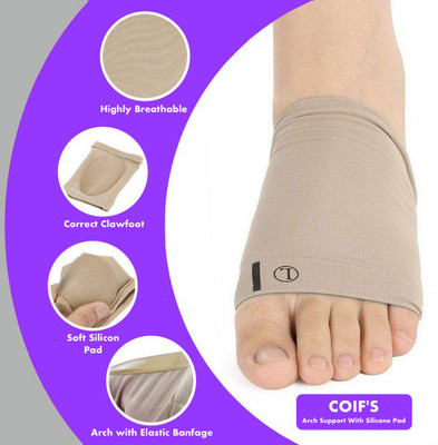 COIF Arch Support Sleeve Cushion Heel Spurs Neuromas Flat Feet Orthopedic Pad Heel Support(Beige)