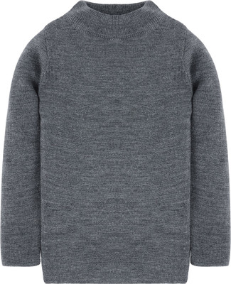 RVK Solid Round Neck Casual Boys & Girls Grey Sweater