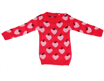ANIXA Printed Round Neck Casual Baby Boys & Baby Girls Pink Sweater