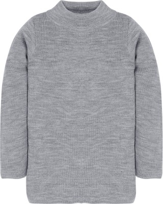 RVK Solid Round Neck Casual Baby Boys & Baby Girls Grey Sweater