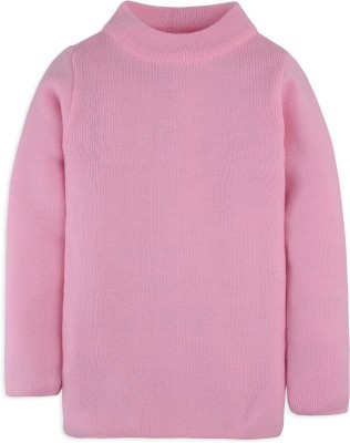 RVK Solid Round Neck Casual Baby Boys & Baby Girls Pink Sweater