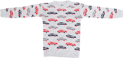 Fit N Fame Printed Round Neck Casual Baby Boys & Baby Girls Grey Sweater