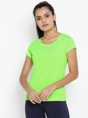 ScoldMe Solid Women Round Neck Green T-Shirt