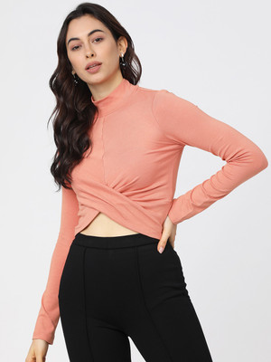Tokyo Talkies Casual Striped Women Orange Top