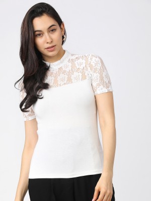 Tokyo Talkies Casual Solid Women White Top